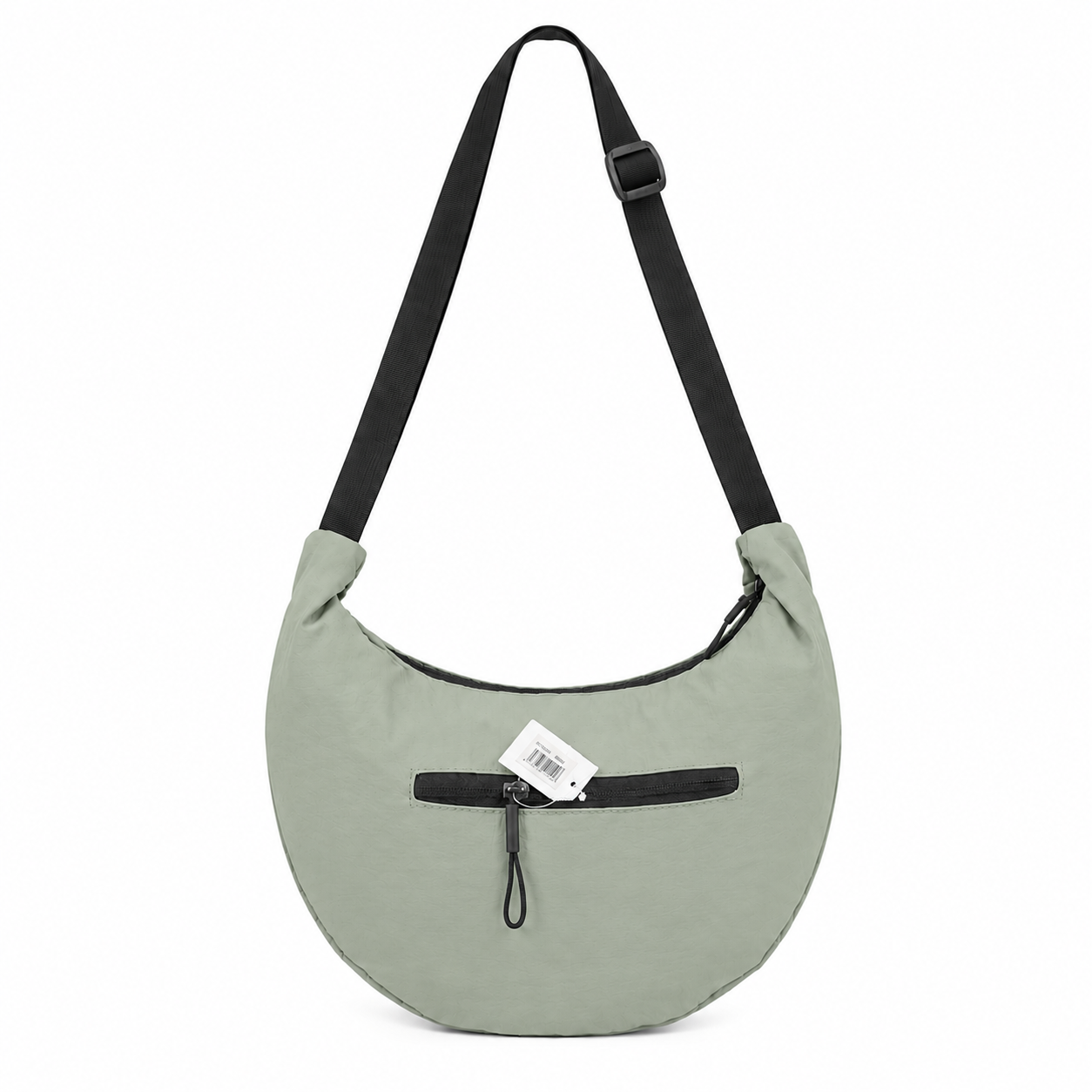 (image for) 2304 Sage Green Adjustable Nylon Crescent Crossbody Bag
